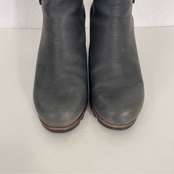 Sorel Grey Leather Block Heeled Booties - Picture 4 of 10